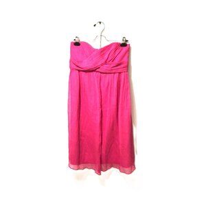J.Crew Taryn Dress Neon Pink Silk Chiffon Strapless Size 10 Feminine Retro Barbi